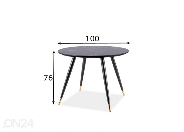 Ruokapöytä Ø 100 cm mitat