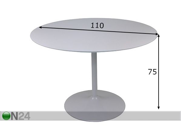 Ruokapöytä Ø 110 cm mitat