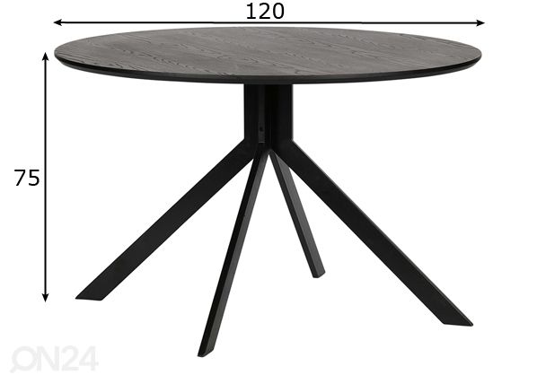 Ruokapöytä Ø 120 cm mitat