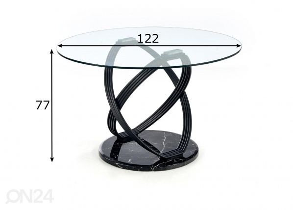 Ruokapöytä Ø 122 cm mitat