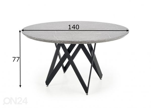 Ruokapöytä Ø 140 cm mitat