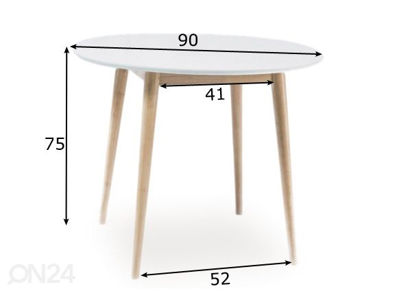 Ruokapöytä Ø 90 cm mitat