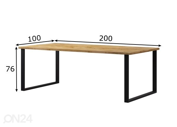 Ruokapöytä 100x200 cm mitat