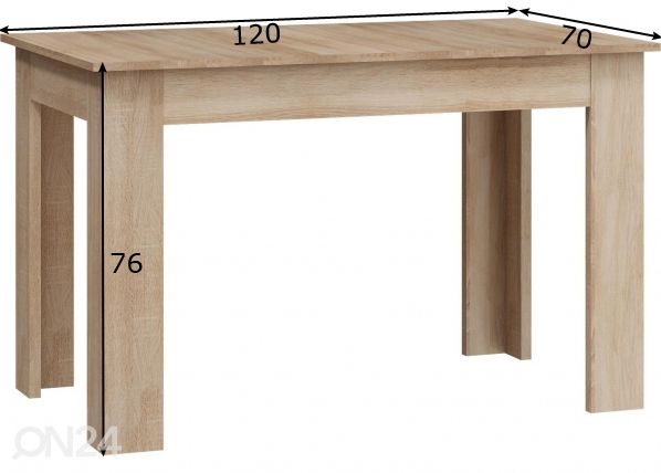 Ruokapöytä 120x70 cm mitat