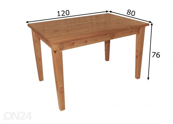 Ruokapöytä 120x80 cm mitat