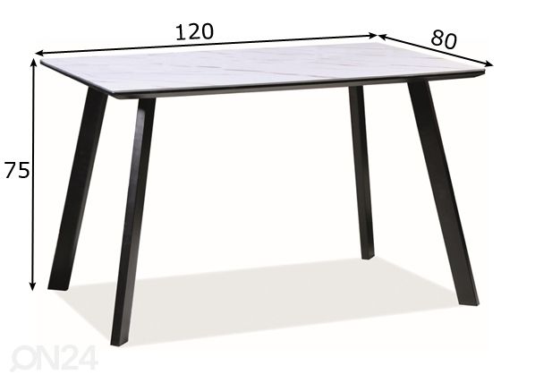 Ruokapöytä 120x80 cm mitat