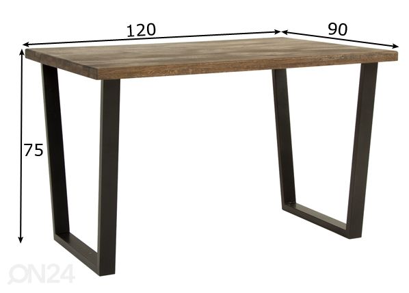 Ruokapöytä 120x90 cm mitat