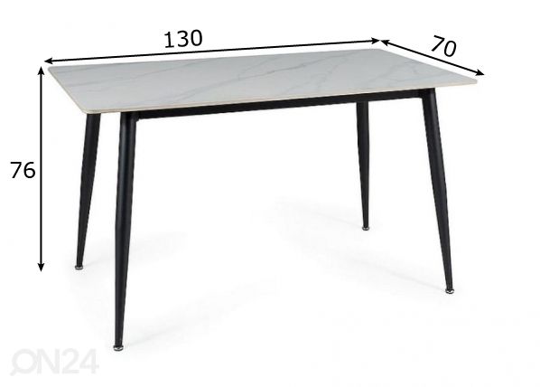 Ruokapöytä 130x70 cm mitat