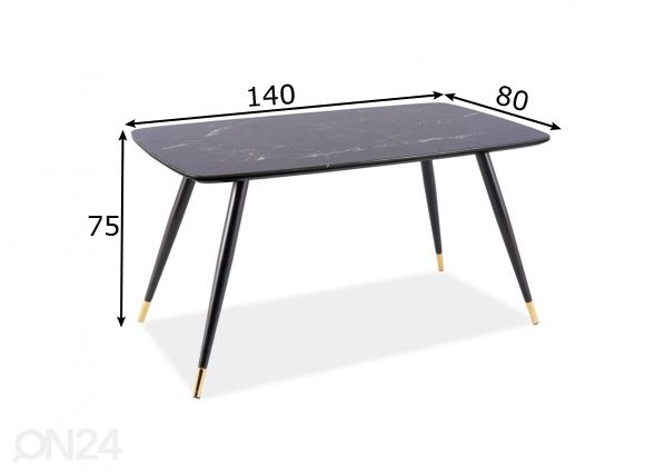Ruokapöytä 140x80 cm mitat