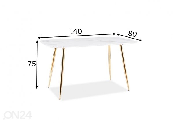 Ruokapöytä 140x80 cm mitat