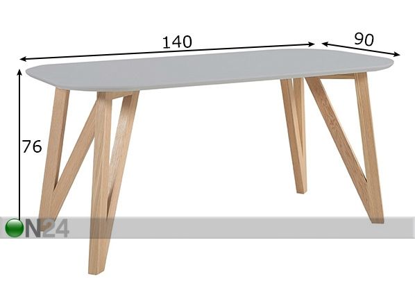 Ruokapöytä 140x90 cm mitat