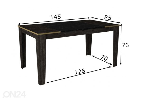 Ruokapöytä 145x85 cm mitat