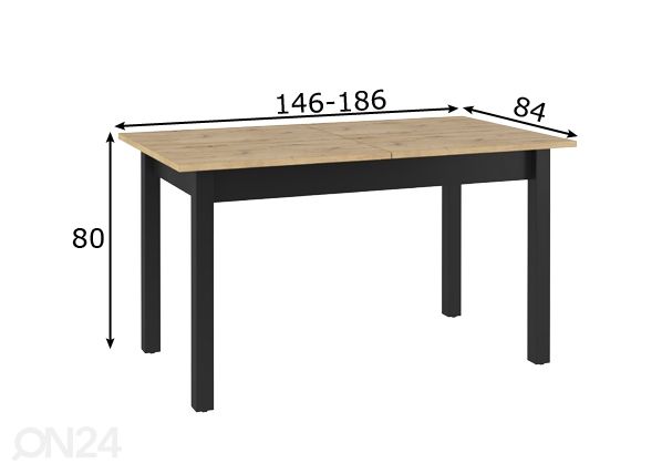 Ruokapöytä 146x84 cm mitat