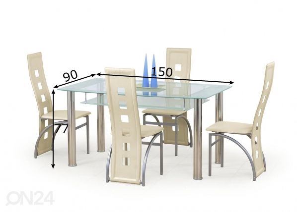 Ruokapöytä 150x90 cm mitat