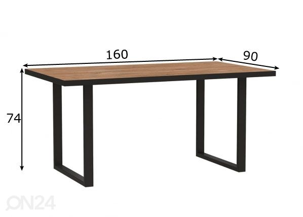 Ruokapöytä 160x90 cm mitat