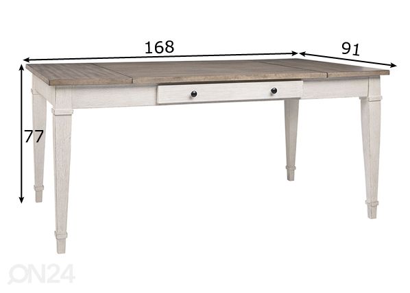 Ruokapöytä 168x91 cm mitat