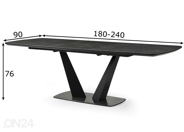 Ruokapöytä 180/240x90 cm mitat