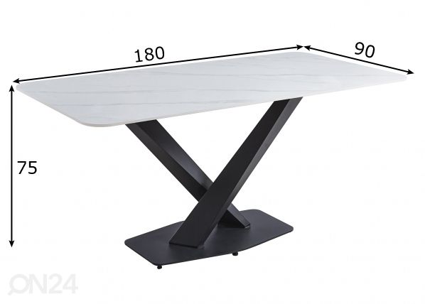 Ruokapöytä 180x90 cm mitat