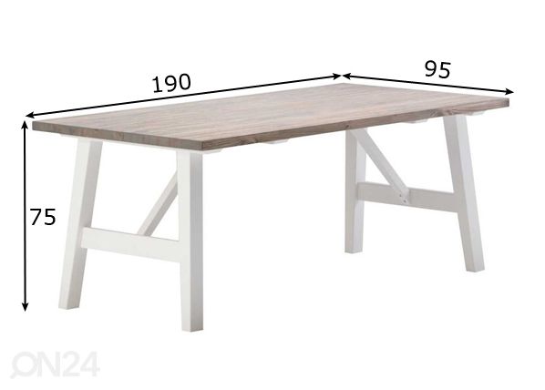 Ruokapöytä 190x95 cm mitat