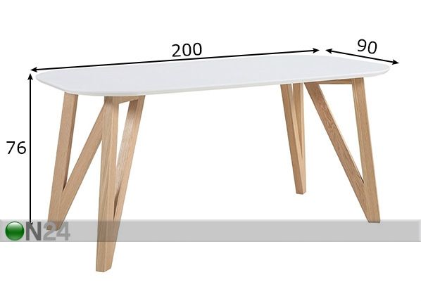 Ruokapöytä 200x90 cm mitat