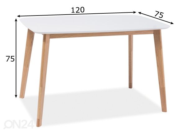 Ruokapöytä 75x120 cm mitat