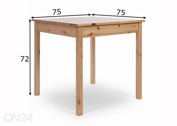 Ruokapöytä 75x75 cm mitat