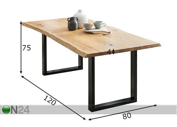 Ruokapöytä 80x120 cm mitat