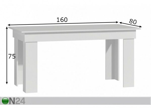 Ruokapöytä 80x160 cm mitat