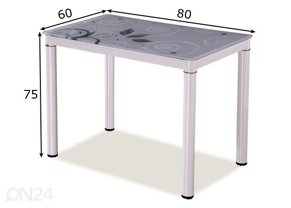 Ruokapöytä 80x60 cm mitat