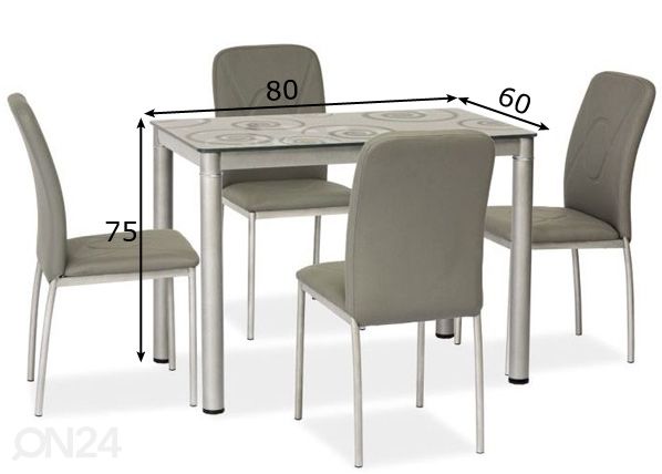 Ruokapöytä 80x60 cm mitat