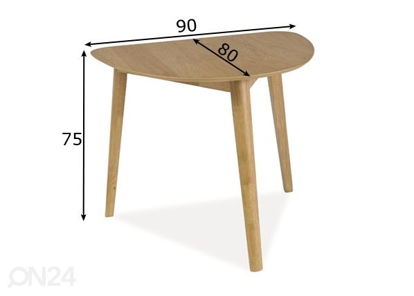 Ruokapöytä 80x90 cm mitat