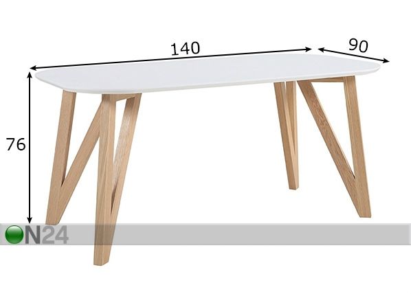 Ruokapöytä 90x140 cm mitat