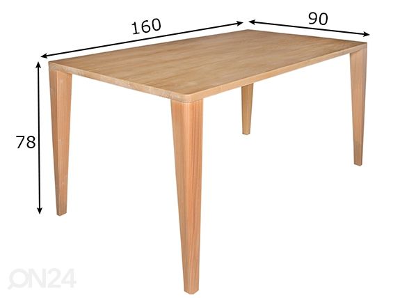 Ruokapöytä 90x160 cm mitat