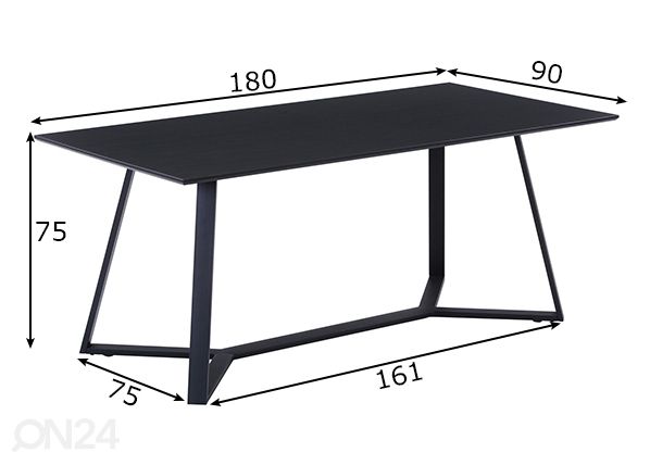 Ruokapöytä 90x180 cm mitat