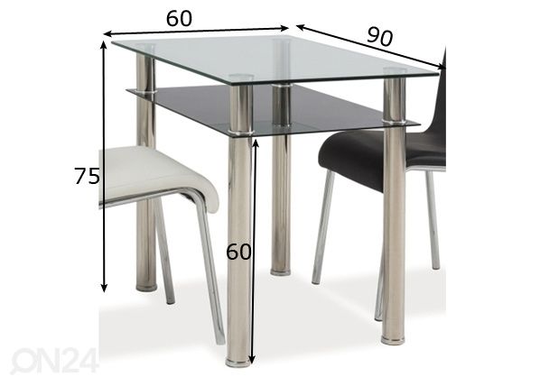 Ruokapöytä 90x60 cm mitat