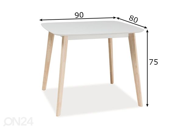 Ruokapöytä 90x80 cm mitat