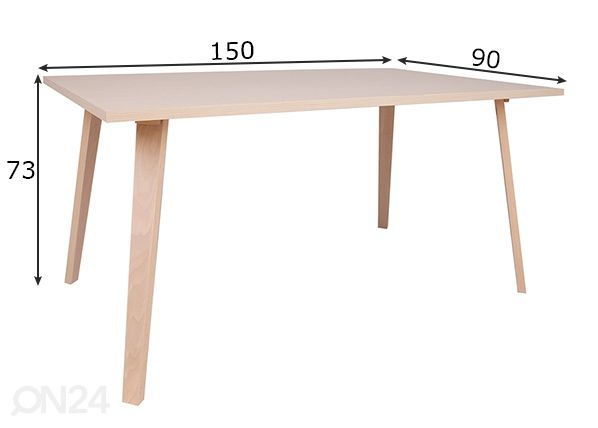 Ruokapöytä Adora 90x150 cm mitat