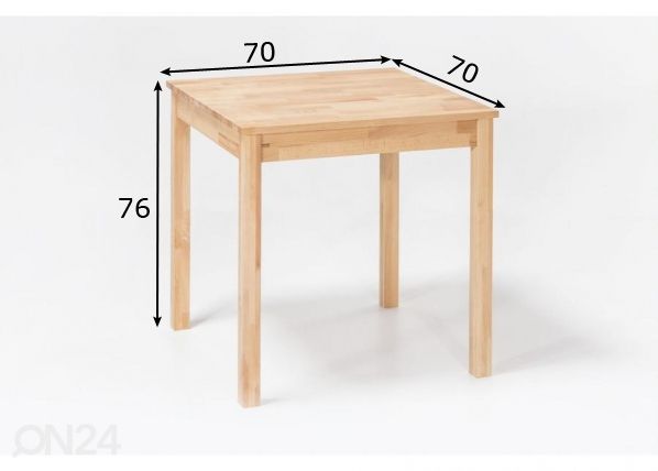 Ruokapöytä Alfons 70x70 cm mitat