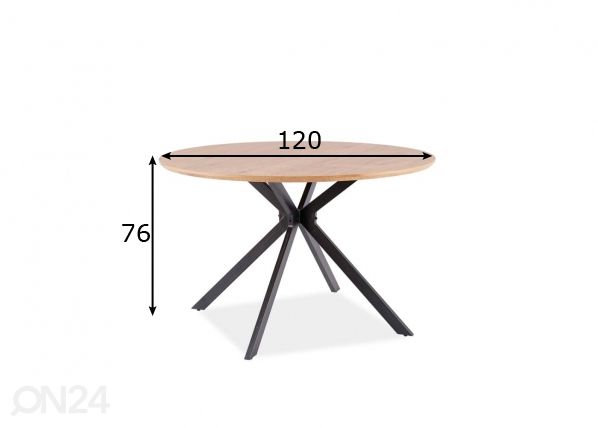 Ruokapöytä Astra Ø 120 cm mitat