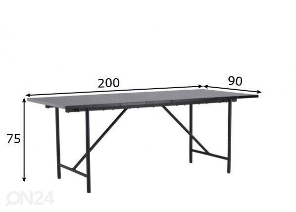 Ruokapöytä Astrid 200x90 cm mitat