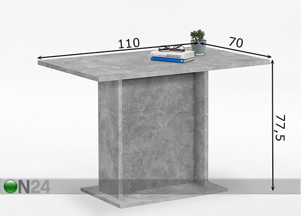 Ruokapöytä BANDOL 3 70x110 cm mitat