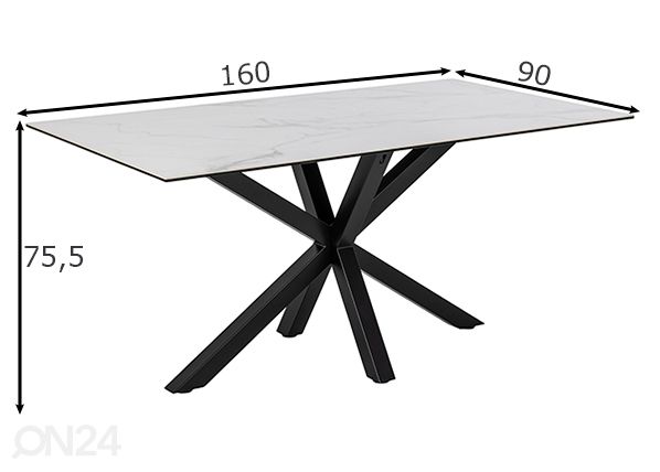 Ruokapöytä Beira 160x90 cm mitat