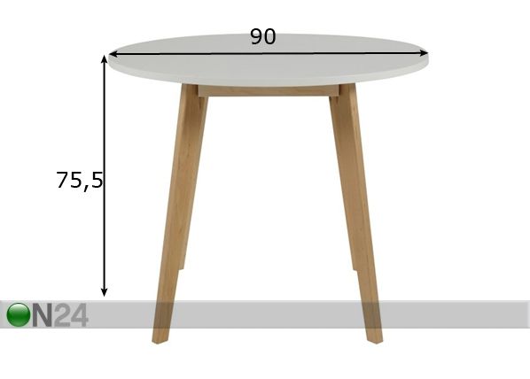 Ruokapöytä Bend Ø 90 cm mitat