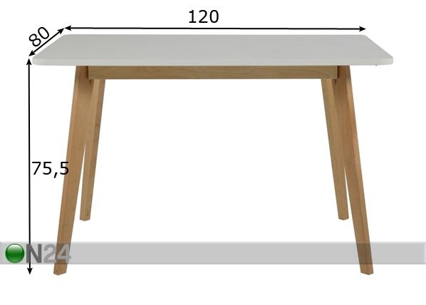 Ruokapöytä Bend 120x80 cm mitat
