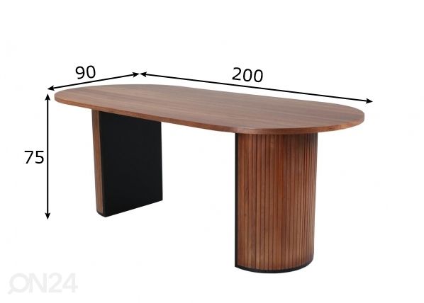 Ruokapöytä Bianca 200x90 cm mitat