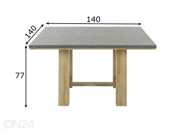 Ruokapöytä Broceliande 140x140 cm mitat