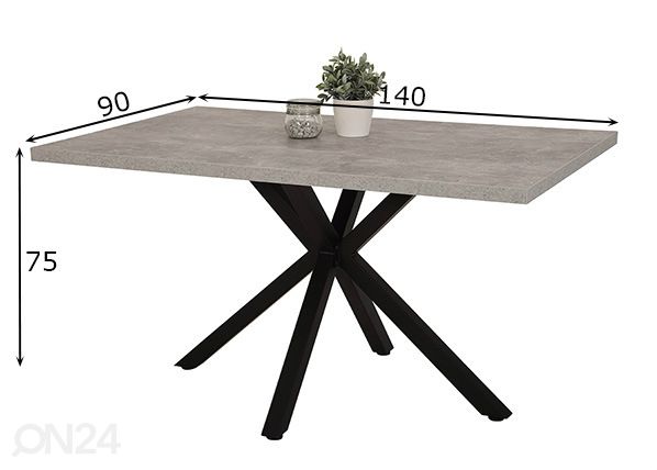 Ruokapöytä Cleo I 90x140 cm mitat