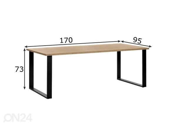 Ruokapöytä Como 170x95 cm mitat