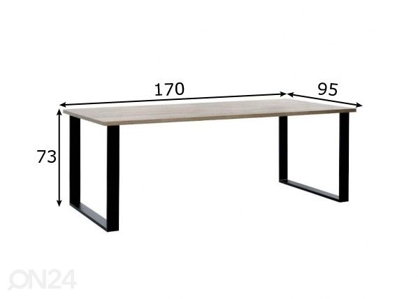 Ruokapöytä Como2 170x95 cm mitat