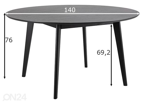 Ruokapöytä Concord Ø140 cm mitat